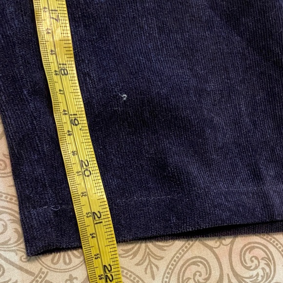 Everly navy blue corduroy small cropped wide leg Pants paper bag pleated - Picture 11 of 11